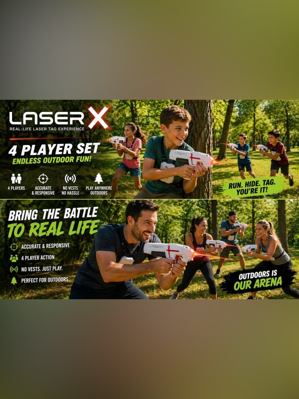 🔫 Laser X Laser Tag Blasters – Set of 4 🔫